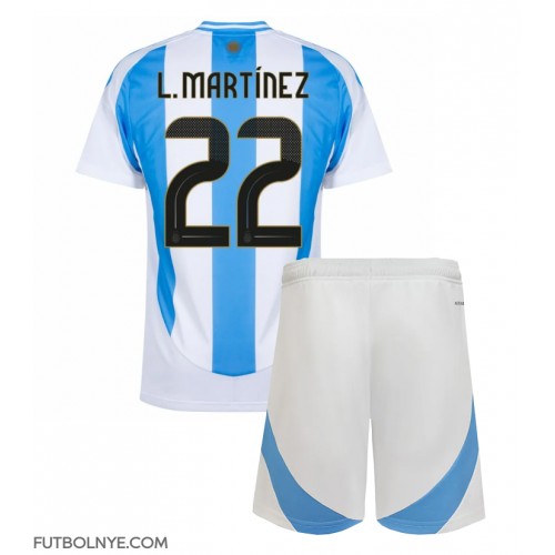 Camiseta Argentina Lautaro Martinez #22 Primera Equipación para niños Copa America 2024 manga corta (+ pantalones cortos)